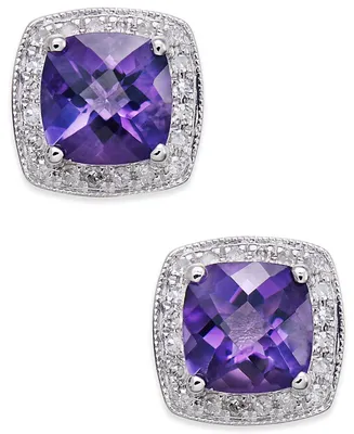 Garnet (2-1/4 ct. t.w.) and Diamond Accent Stud Earrings in 14k Rose Gold (Also in Amethyst)