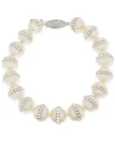 Cultured Freshwater Pearl (9.5mm) and Crystal Bracelet
