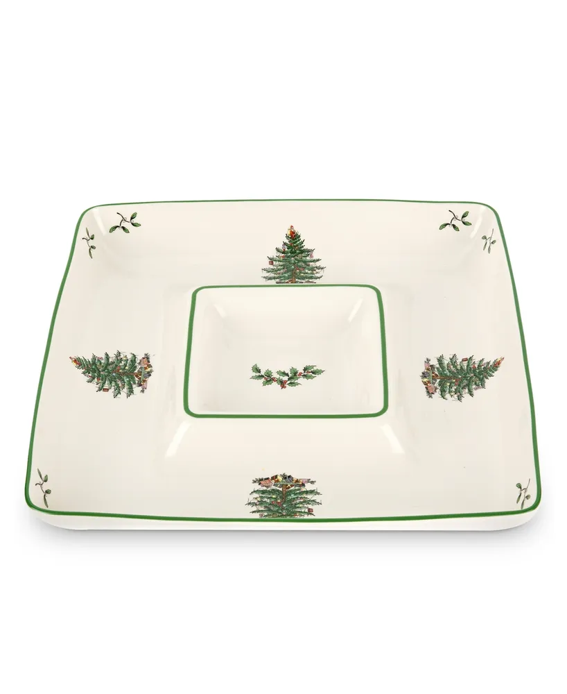 Spode Christmas Tree Square Chip & Dip Set