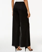 Msk Petite Mesh Sparkle Wide-Leg Pants