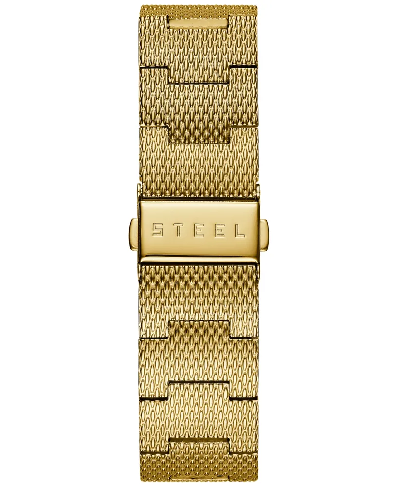 Guess Men's Diamond Accent Gold-Tone Stainless Steel Mesh Bracelet Watch 40mm U0280G3