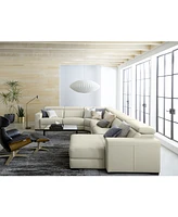 Nevio -pc Leather Sectional Sofa with Chaise, 1 Power Recliner and Articulating Headrests
