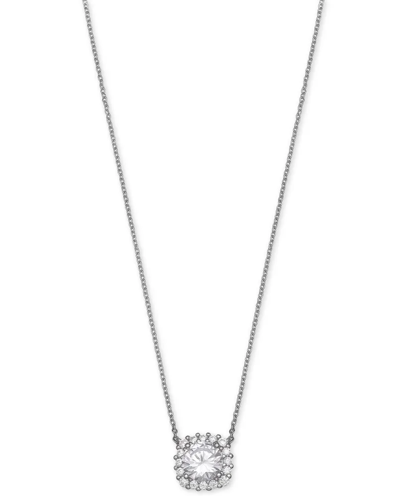 Giani Bernini Cubic Zirconia Halo Pendant Necklace in Sterling Silver, Created for Macy's