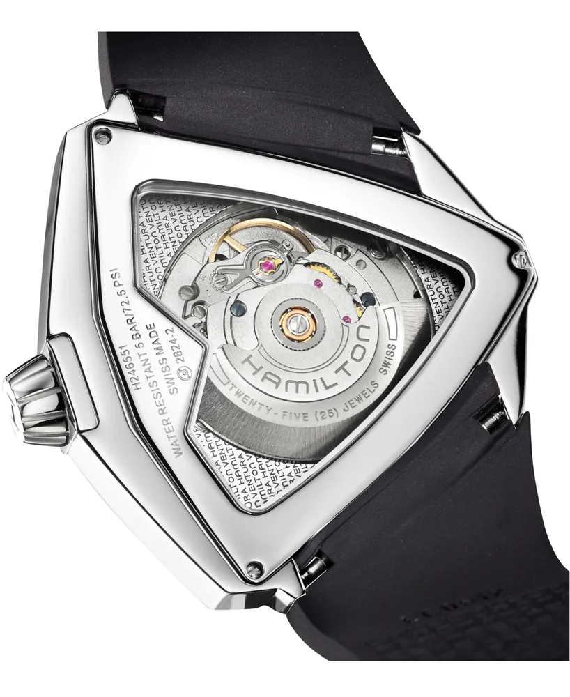 Hamilton Men's Swiss Automatic Ventura Xxl Black Rubber Strap Watch 45.5x46mm H24655331