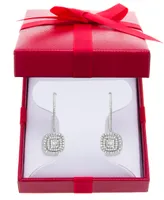 Diamond Halo Drop Earrings (1/2 ct. t.w.) Sterling Silver, 14k Rose Gold Silver & Silver.