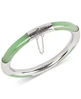 Dyed Green Jade (7mm) Bangle Bracelet Sterling Silver (Also available Red, Black and Red Jade)