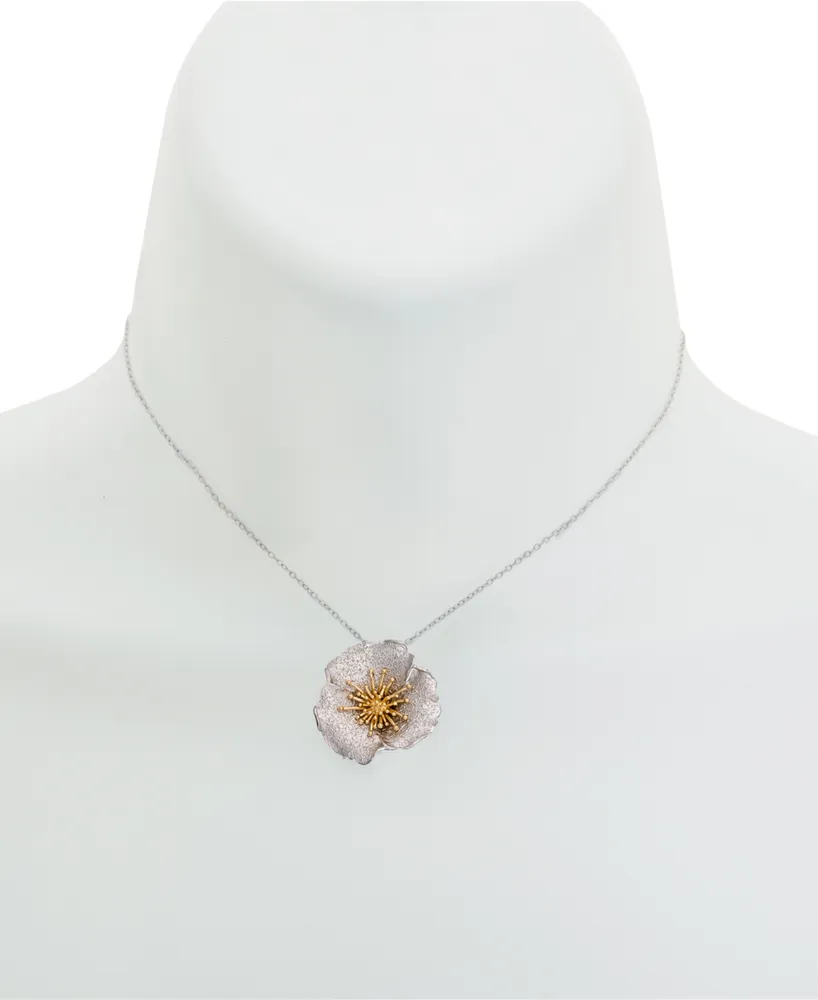 Giani Bernini Two-Tone Hibiscus Pendant Necklace, Created for Macy's - Two
