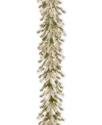 National Tree Company 9' Feel Real Snowy Sheffield Spruce Garland With 70 Clear Lights