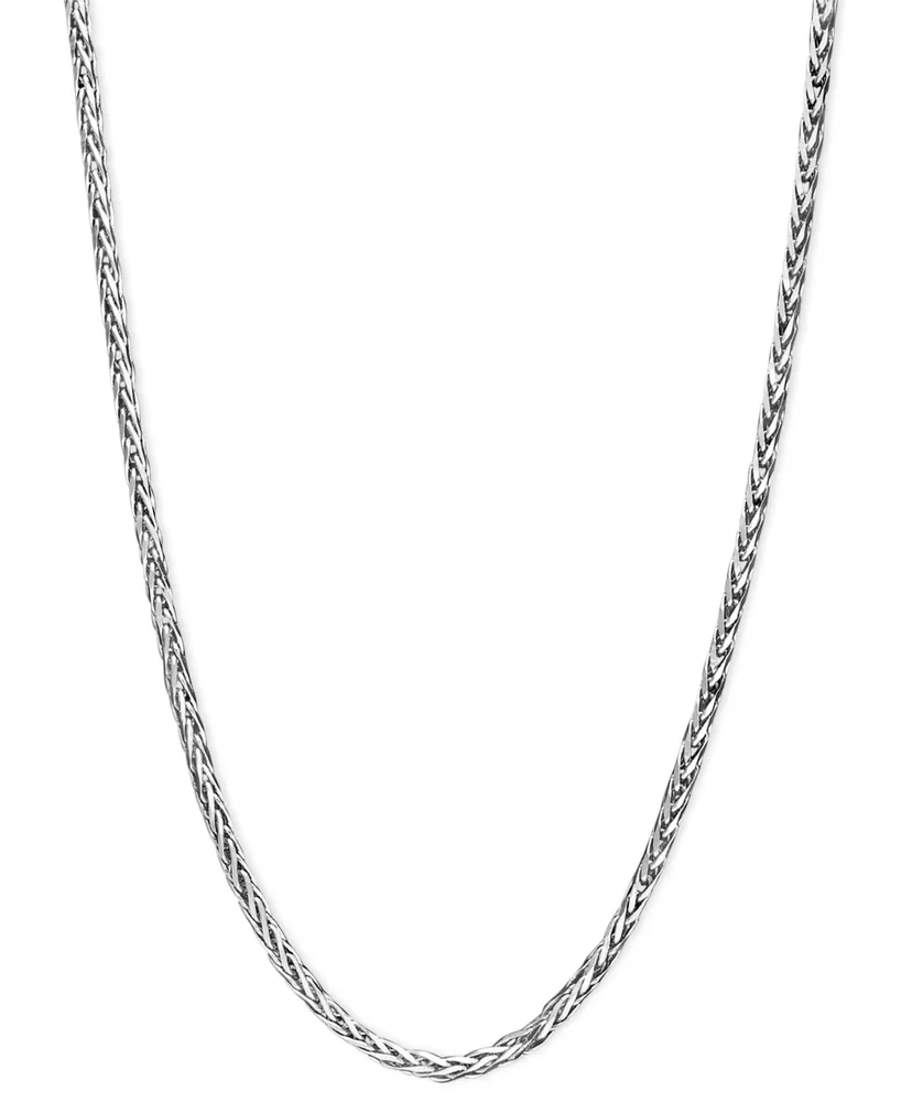 14k White Gold Necklace, 16" Diamond Cut Wheat Chain (9/10mm)