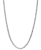 14k White Gold Necklace, 16" Diamond Cut Wheat Chain (9/10mm)