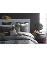 Donna Karan Home Moonscape Reversible Textured Jacquard Charcoal Full/Queen Duvet Cover