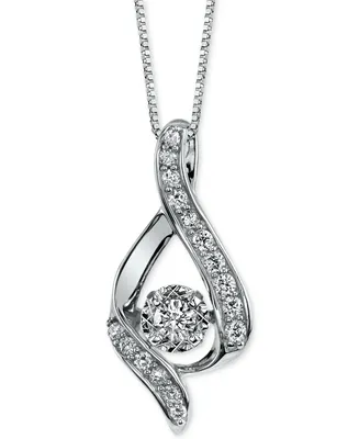 Diamond Ribbon Pendant Necklace 14k Gold, Rose Gold or White (3/8 ct. t.w.)