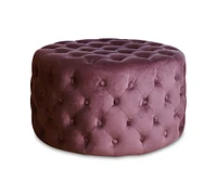 Lydia Tufted Round Velvet Ottoman