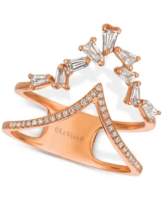 Le Vian Baguette Frenzy Diamond Double "V" Ring (1/2 ct. t.w.) in 14k Rose Gold