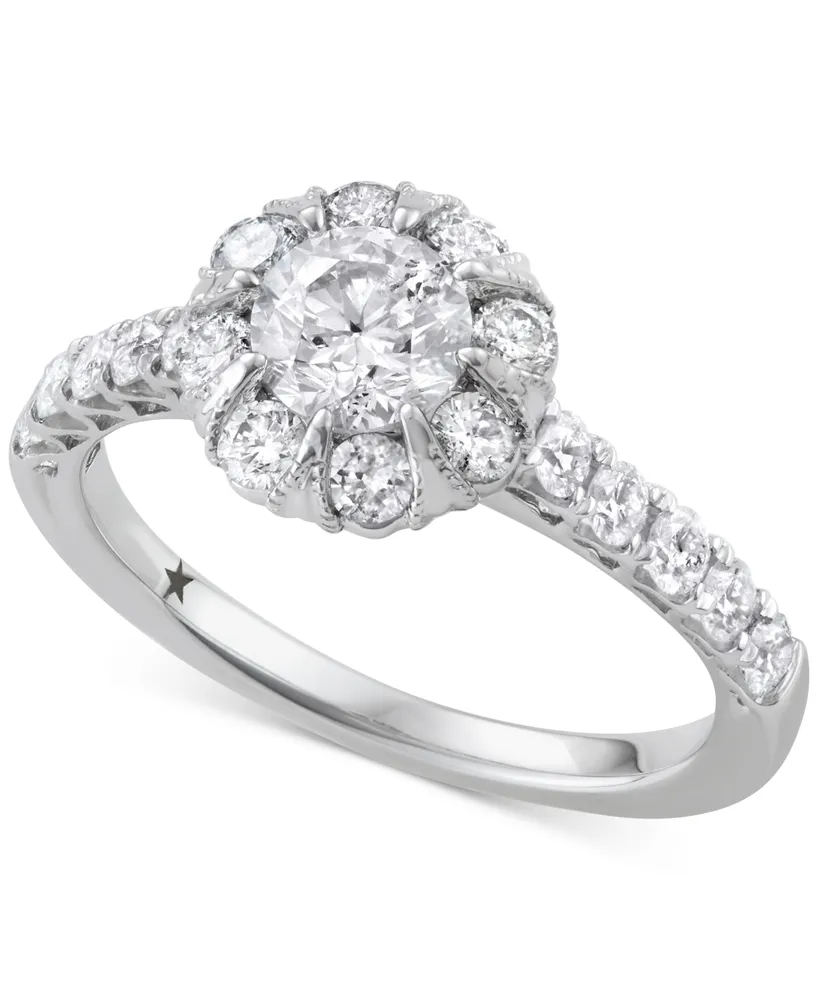 Diamond Halo Engagement Ring (1-1/2 ct. t.w.) in 14k White Gold