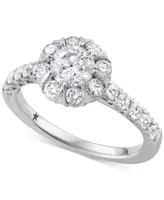 Diamond Halo Engagement Ring (1-1/2 ct. t.w.) in 14k White Gold