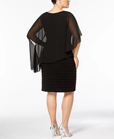 Betsy & Adam Plus Chiffon Capelet Sheath Dress