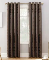 Sun Zero Elidah Textured Velvet Medallion 50" x 84" Blackout Grommet Curtain Panel