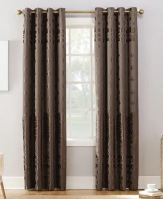 Sun Zero Elidah Textured Velvet Medallion Energy Efficient Blackout Grommet Curtain Panels