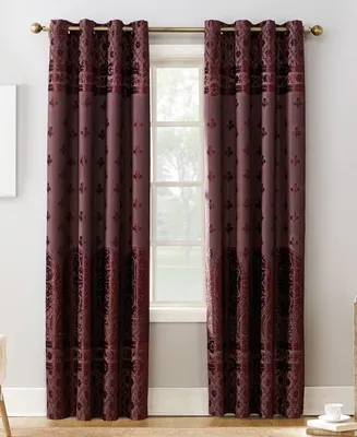 Sun Zero Elidah Textured Velvet Medallion 50" x 84" Blackout Grommet Curtain Panel