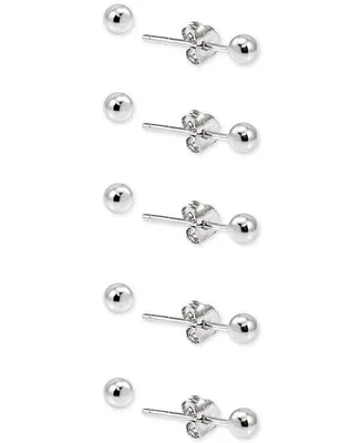 Giani Bernini 5-Pc. Set Small Ball Stud Earrings in Sterling Silver, Created for Macy's