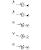 Giani Bernini 5-Pc. Set Small Ball Stud Earrings in Sterling Silver, Created for Macy's
