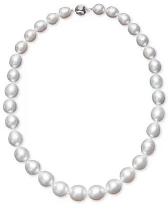 Pearl Necklace, 18" 14k White Gold White Cultured South Sea Graduated Pearl Strand (10-13mm)