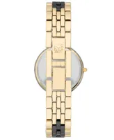 Anne Klein Women's Diamond-Accent Gold-Tone & Black Ceramic Bracelet Watch 30mm