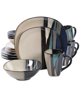 Gibson Elite Althea Reactive Glaze Teal 16-Piece Dinnerware Set, Service for 4