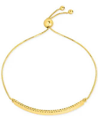 Textured Bar Bolo Bracelet in 10k Gold