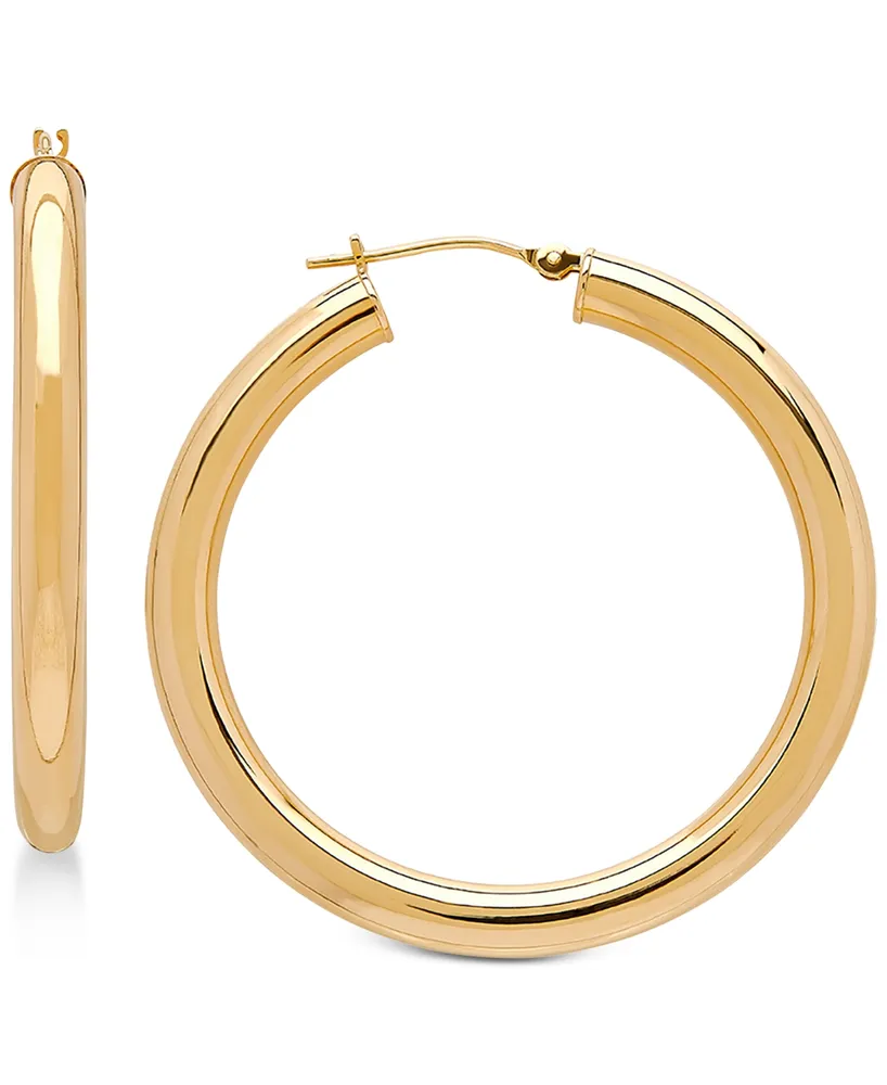 Polished Hoop Earrings in 14k Gold, 1 1/2 inch