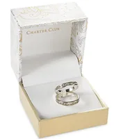 Charter Club Glass Stone Ring Duo Fine Silver Plate or Gold