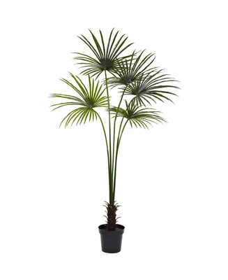 Nearly Natural 7' Fan Palm Uv-Resistant Indoor/Outdoor Tree