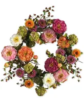 Nearly Natural 24" Peony Wreath