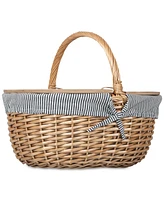 Picnic Time Country Navy & White Striped Picnic Basket