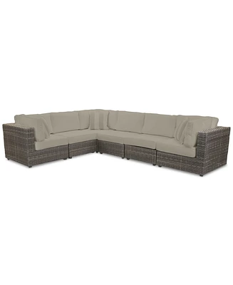 Closeout! Viewport Outdoor 6-Pc. Modular Seating Set (3 Corner Units and 3 Armless Units) with Sunbrella Cushions, Created for Macy's