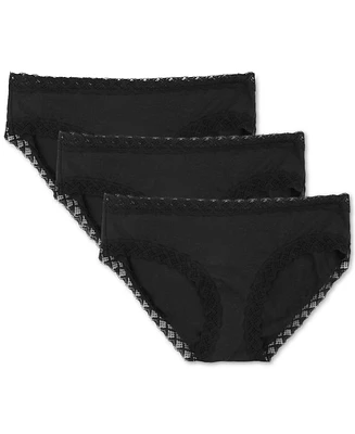 Natori Bliss Lace-Trim Cotton Brief Underwear 3-Pack 156058MP
