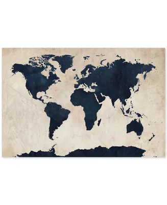 Michael Tompsett 'World Map -Navy' Canvas Art