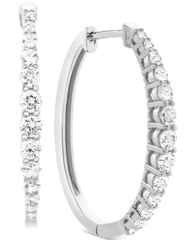 Diamond Hoop Earrings (1 ct. t.w.) 14k White, Yellow or Rose Gold