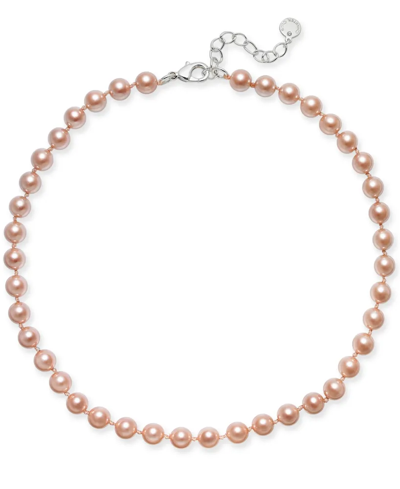 Charter Club Silver-Tone Pink Imitation Pearl (8mm) Collar Necklace, Created for Macy's