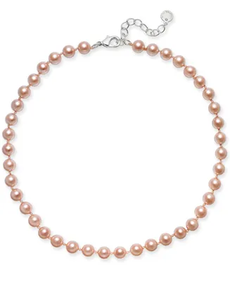 Charter Club Silver-Tone Pink Imitation Pearl (8mm) Collar Necklace, Created for Macy's