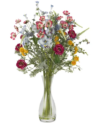 Nearly Natural Veranda Garden Artificial Flower Arrangement with Glass Vase