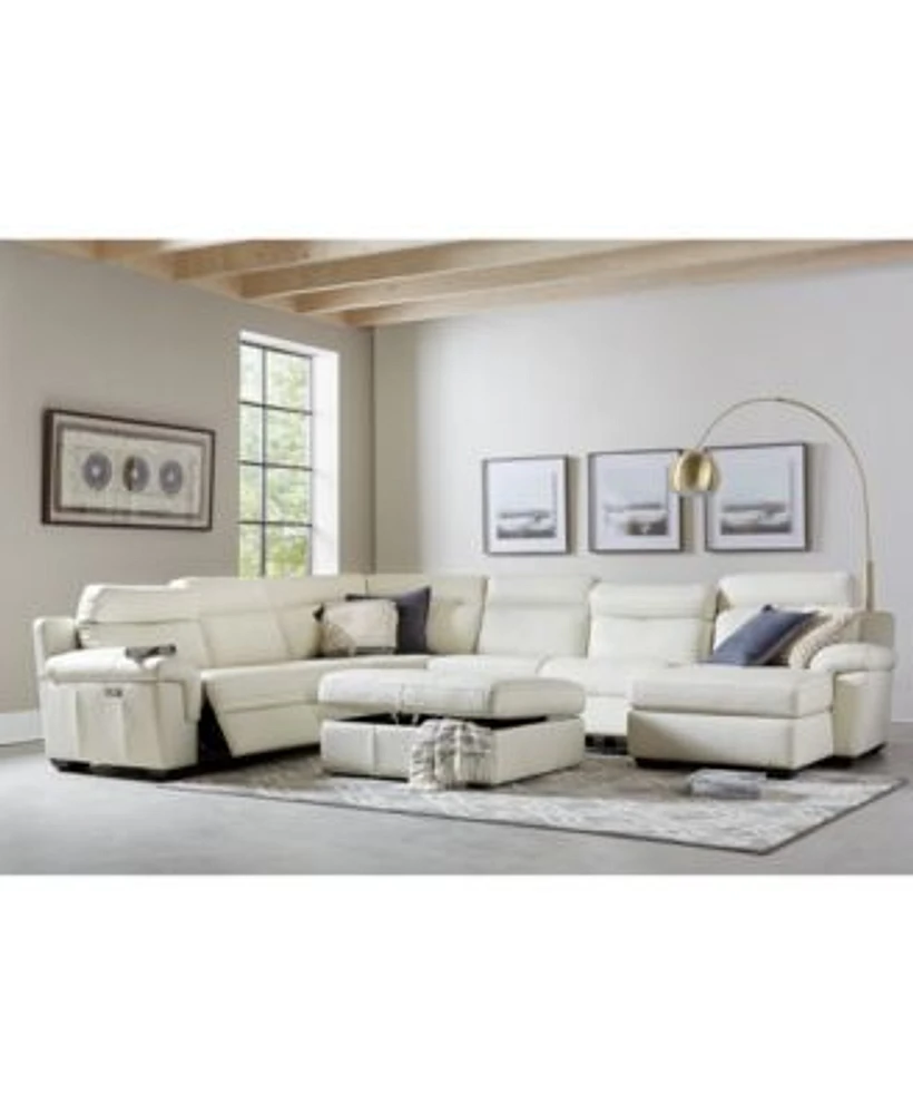 Julius Ii Leather Power Reclining Sectional Sofa Collection With Power Headrests Usb Power Outlet Created For Macys