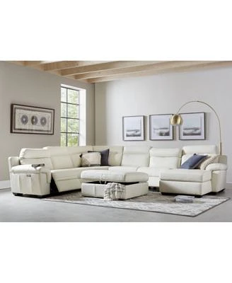 Julius Ii Leather Power Reclining Sectional Sofa Collection With Power Headrests Usb Power Outlet Created For Macys