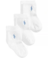 Ralph Lauren Baby Boys Embroidered Logo Crew Socks, Pack of 3