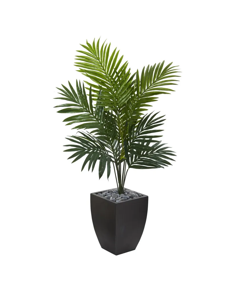 Nearly Natural 4.5' Kentia Palm Artificial Tree in Black-Washed Planter