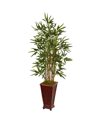 Nearly Natural 4.5' Bamboo Artificial Tree in Decorative Planter