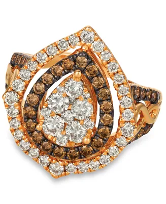 Le Vian Chocolate & Nude Diamond Cluster Halo Ring (1-9/10 ct. t.w.) 14k Rose, Yellow or White Gold