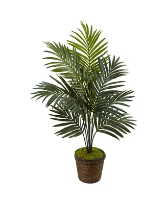 Nearly Natural 4' Kentia Palm Artificial Tree in Coiled Rope Planter