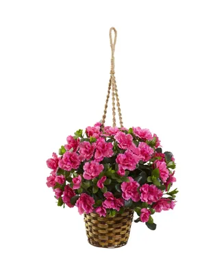 Nearly Natural Azalea Flowering Artificial Plant Hanging Basket